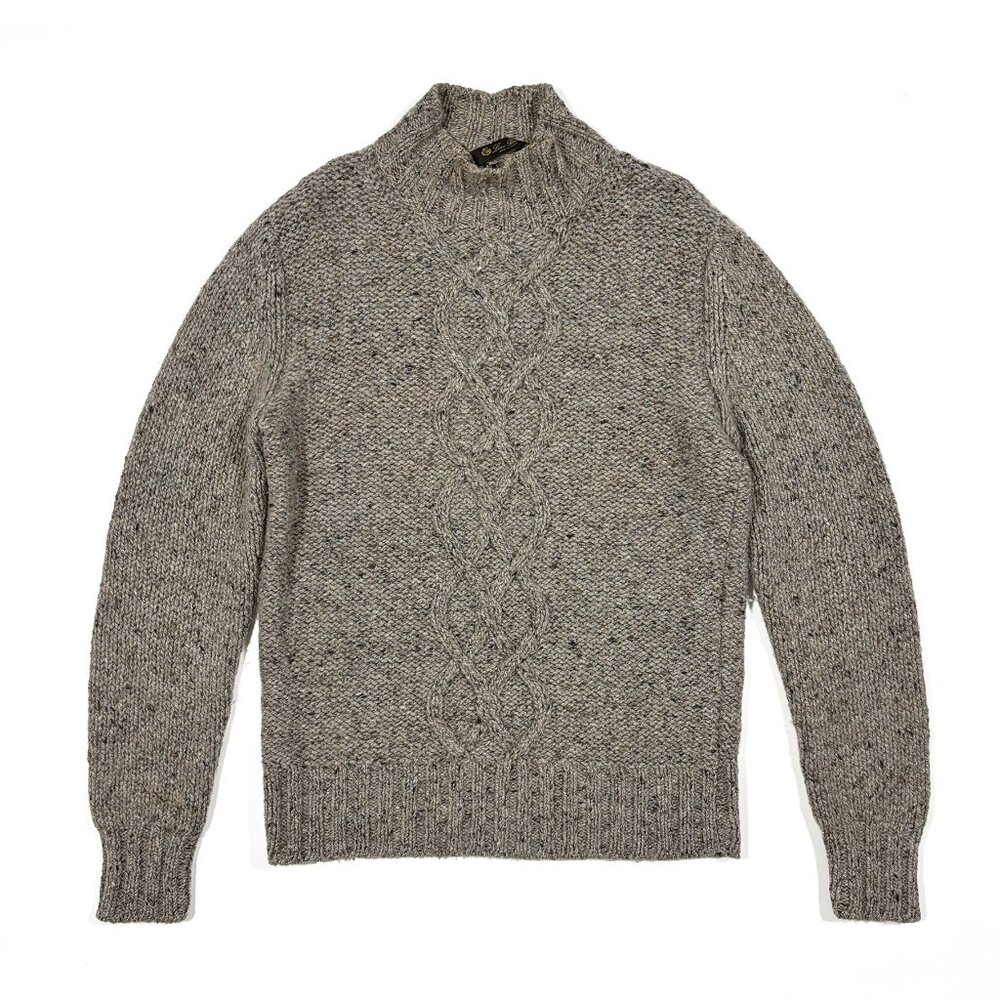 Loro Piana 100% Cashmere Cable Knit Sweater Grey Size 50